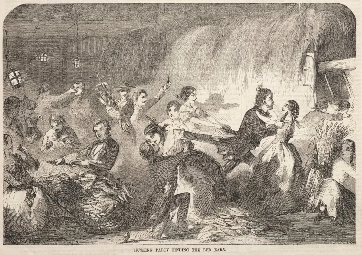 Husking Party Finding the Red Ears, detail
