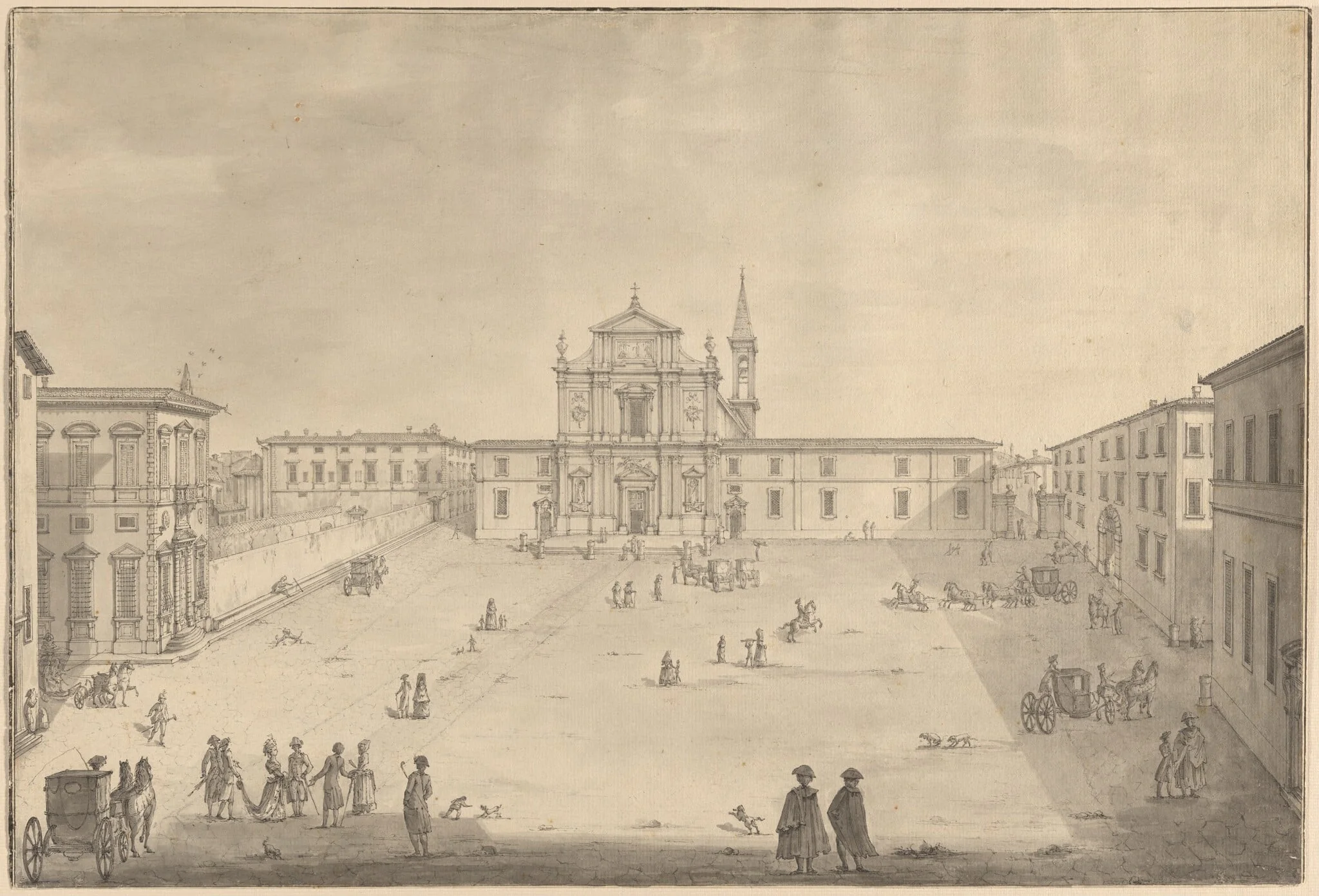 A View of the Piazza San Marco in Florence, detail