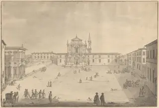 A View of the Piazza San Marco in Florence, by Giuseppe Zocchi, graphite, 1744