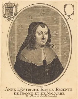 Anne of Austria, by Balthasar Moncornet, ink, 1634