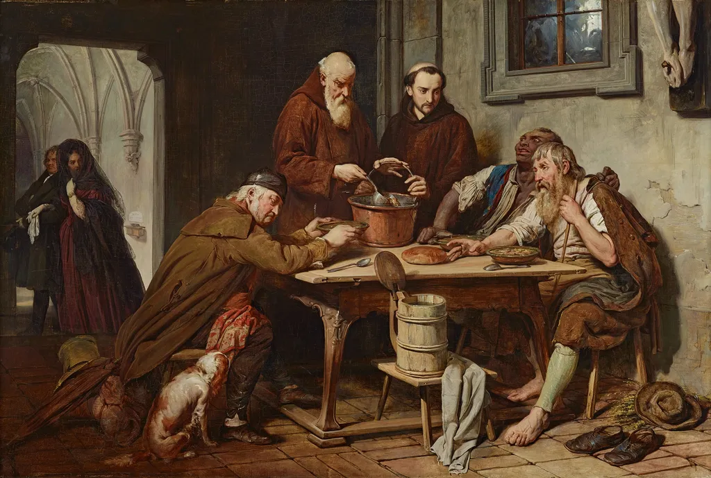 The Monastery Soup, by Josef Danhauser, oil, 1838
