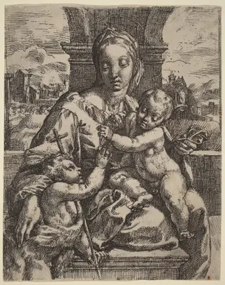 Madonna Aldobrandini, by Girolamo Imperiale I, ink, 1599