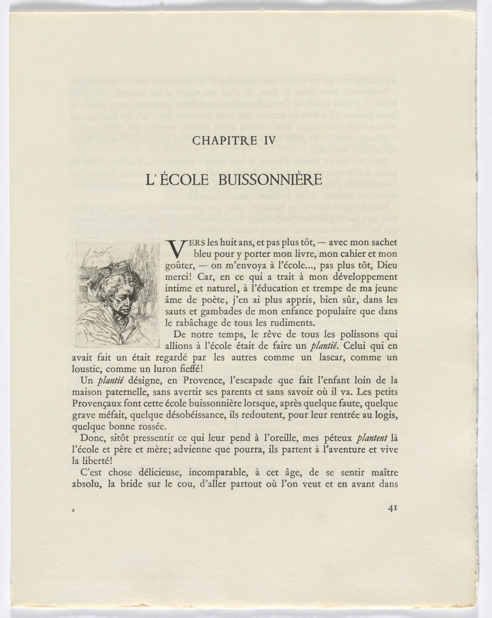 Frédéric Mistral: Mémoires et Recits by Frédéric Mistral: bust of a woman (page 41), detail