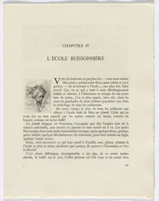 Frédéric Mistral: Mémoires et Recits by Frédéric Mistral: bust of a woman (page 41), by Auguste Brouet, 1937
