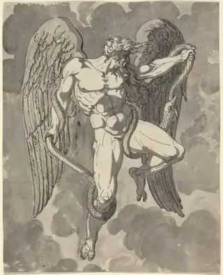 Saturn Wrestling with a Snake, by Tommaso Minardi, ink, 1804