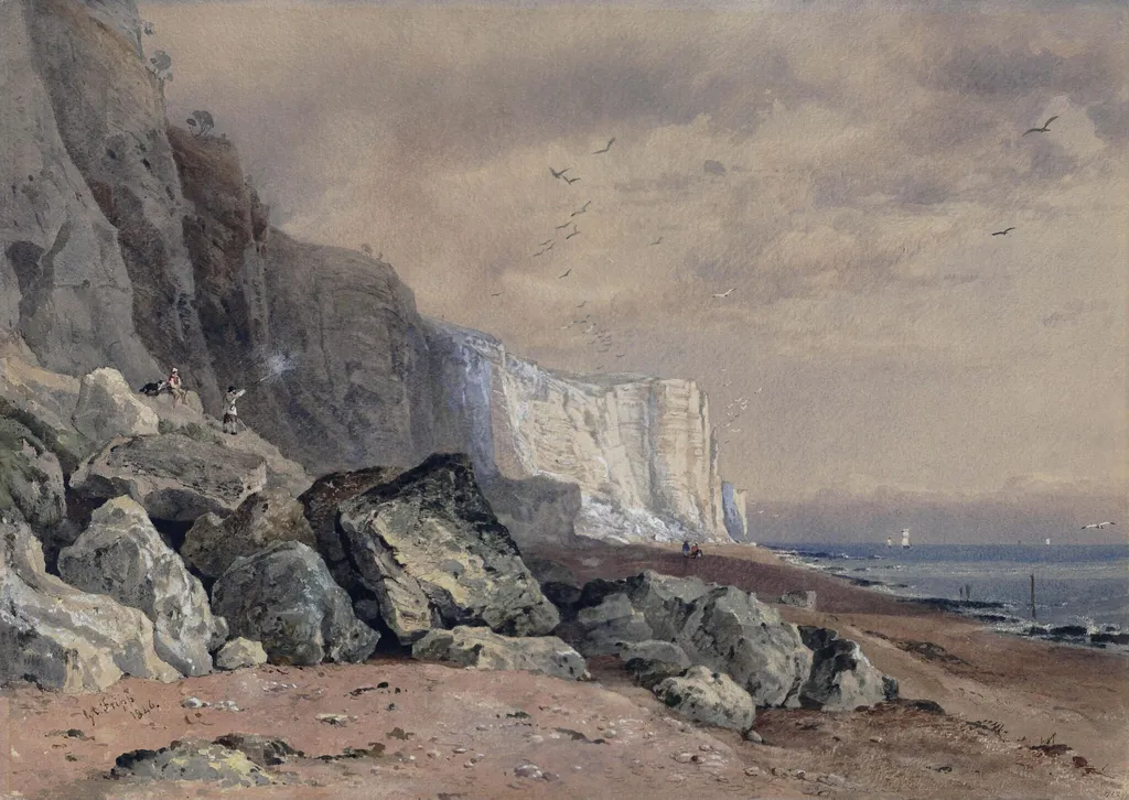 Dover Cliffs, by George Arthur Fripp, watercolor, 1846