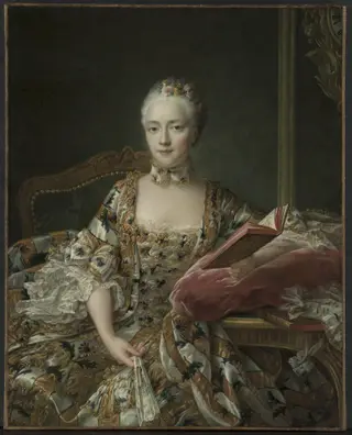 Portrait of the Marquise d'Aguirandes, by François-Hubert Drouais, oil, 1759