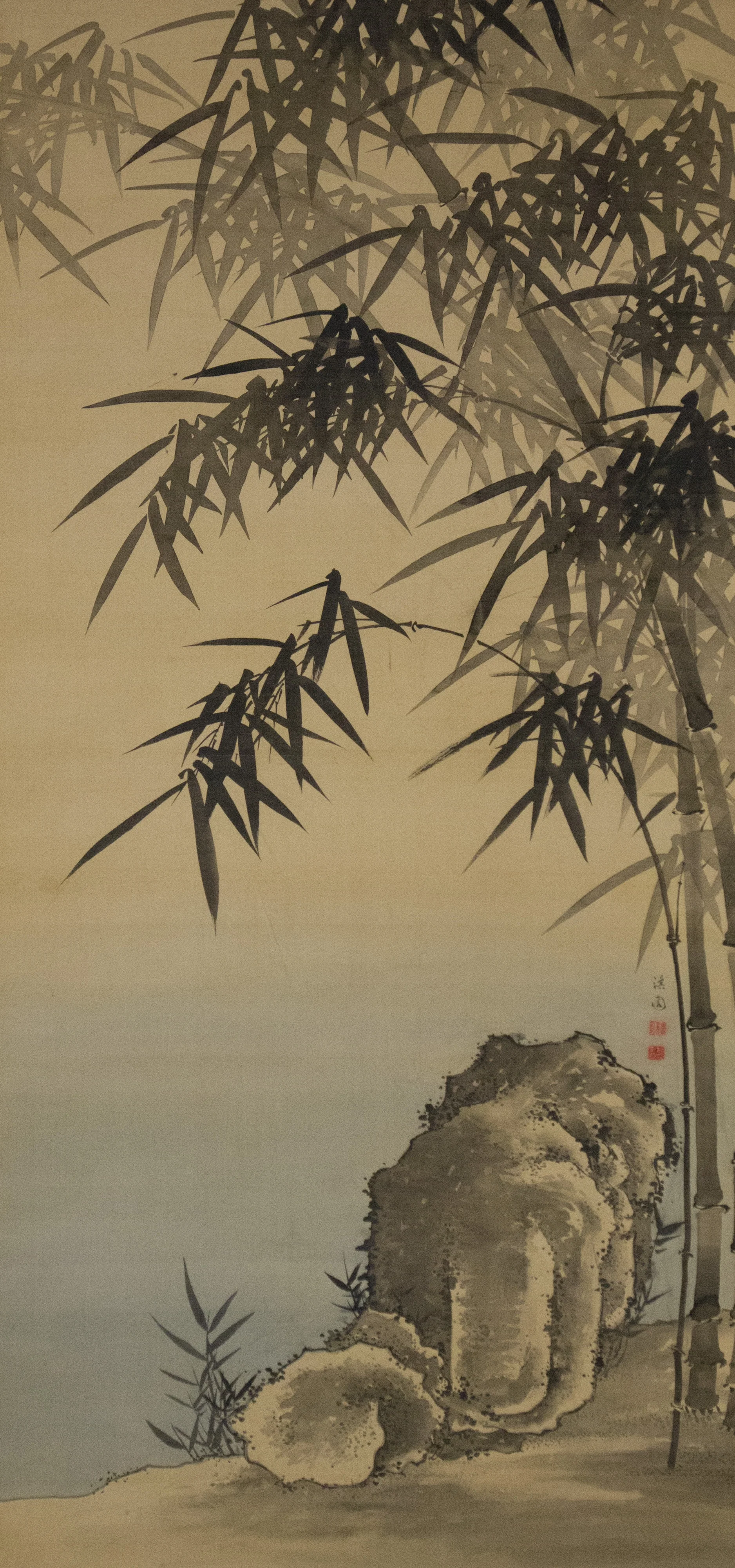 Rock and Bamboo (Chikuseki zu), detail