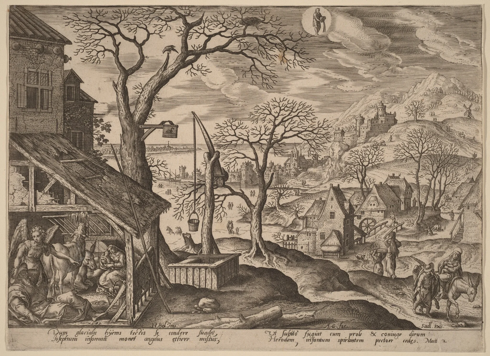 The Angel Telling Joseph to Flee and the Flight into Egypt, detail