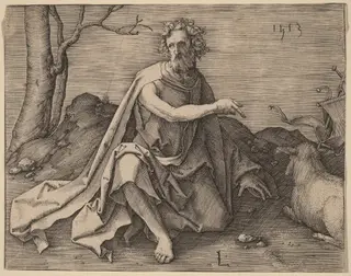 Saint John the Baptist in the Desert, by Lucas van Leyden, ink, 1513