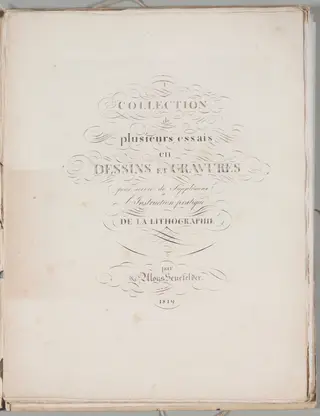 Art of the Lithograph: Title Page, Plate I, by Alois Senefelder, 1819