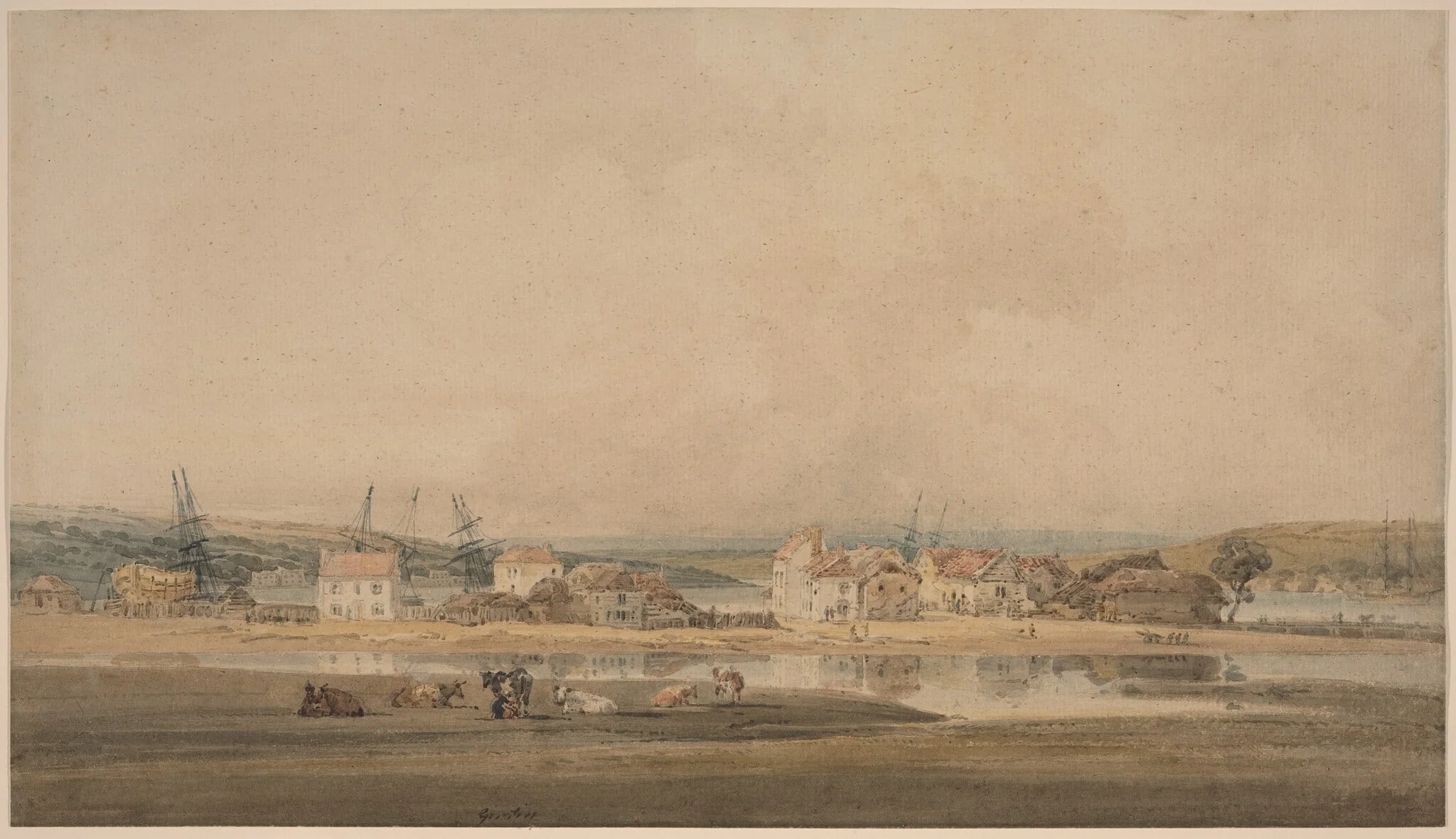 Village along a River Estuary in Devon, detail