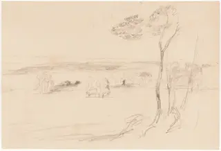 Trouville-sur-Mer, by Randolph Caldecott, graphite, 1879
