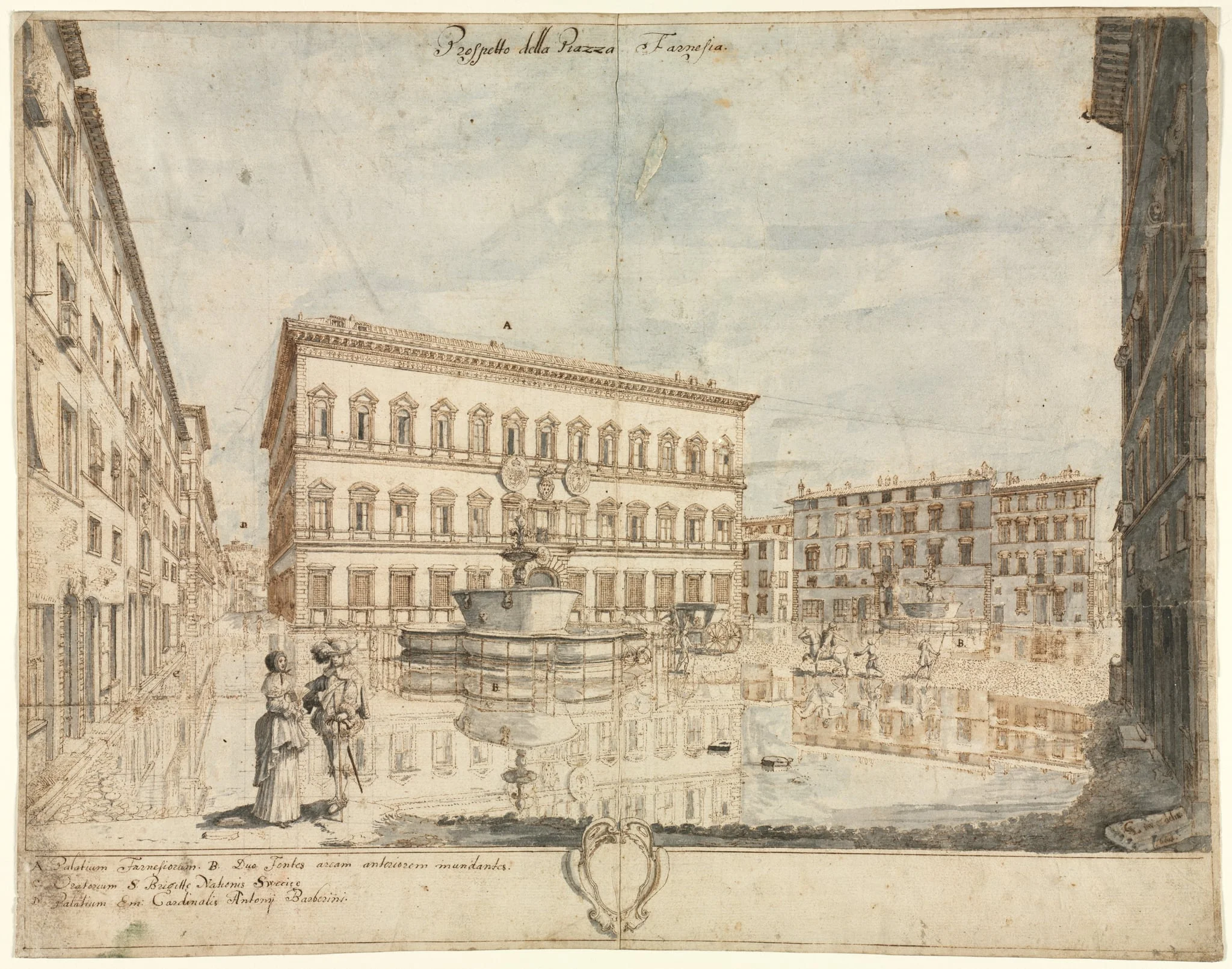 Eighteen Views of Rome: The Piazza Farnese (recto), detail