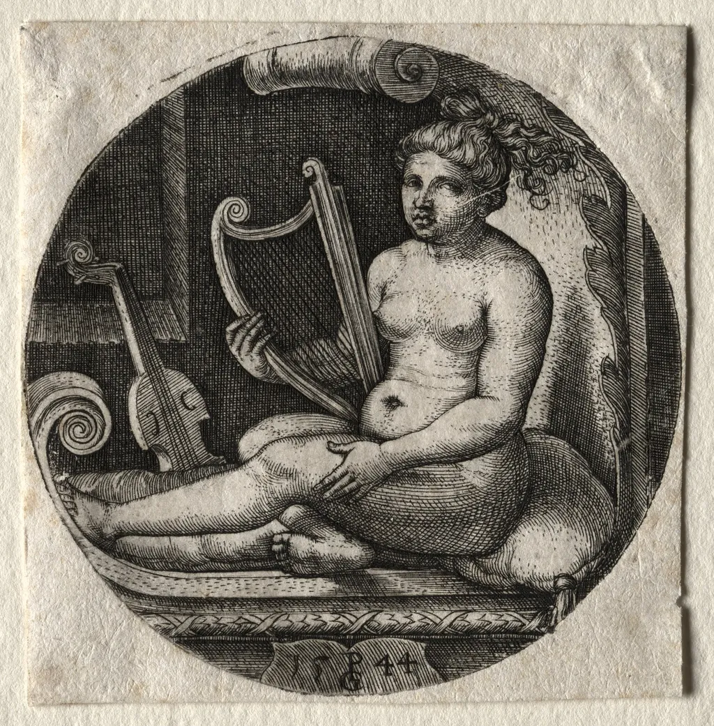 The harpist, by Georg Pencz, 1544