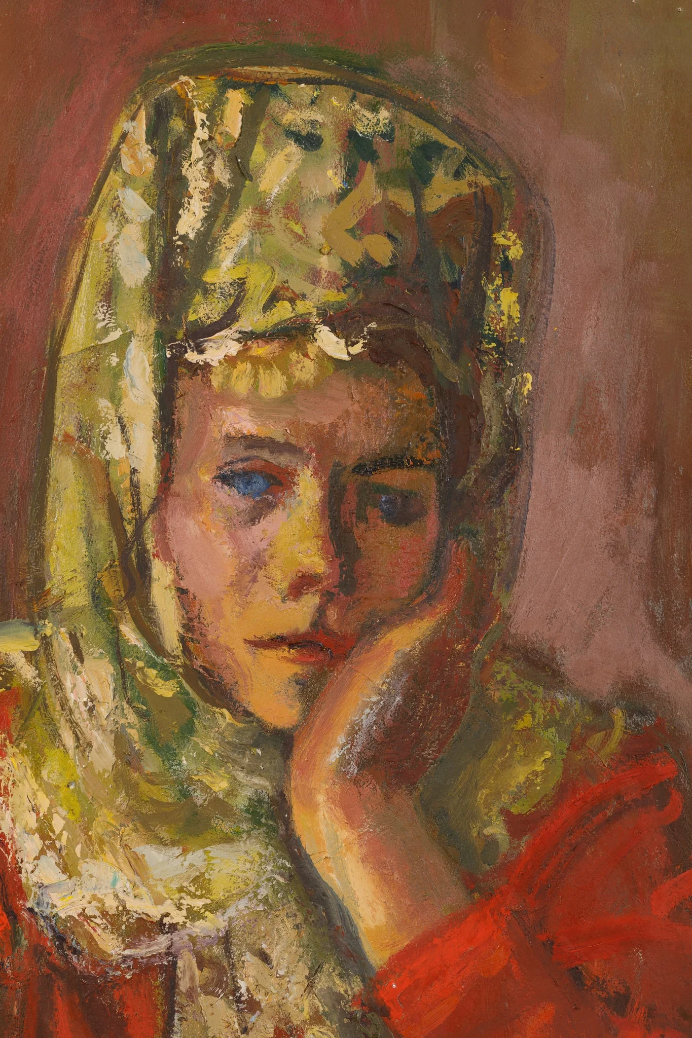 Femeie în roșu - Săsoaică, detail