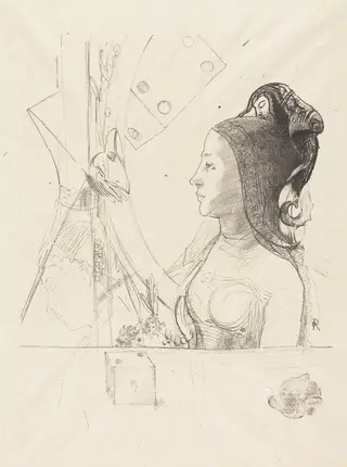 Femme de Profil (Profile of a Woman), by Odilon Redon, ink, 1900