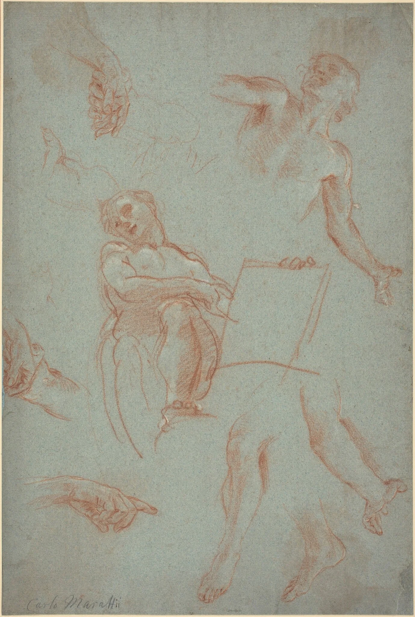 Sheet of Studies with Figures, Hands, and Feet, detail