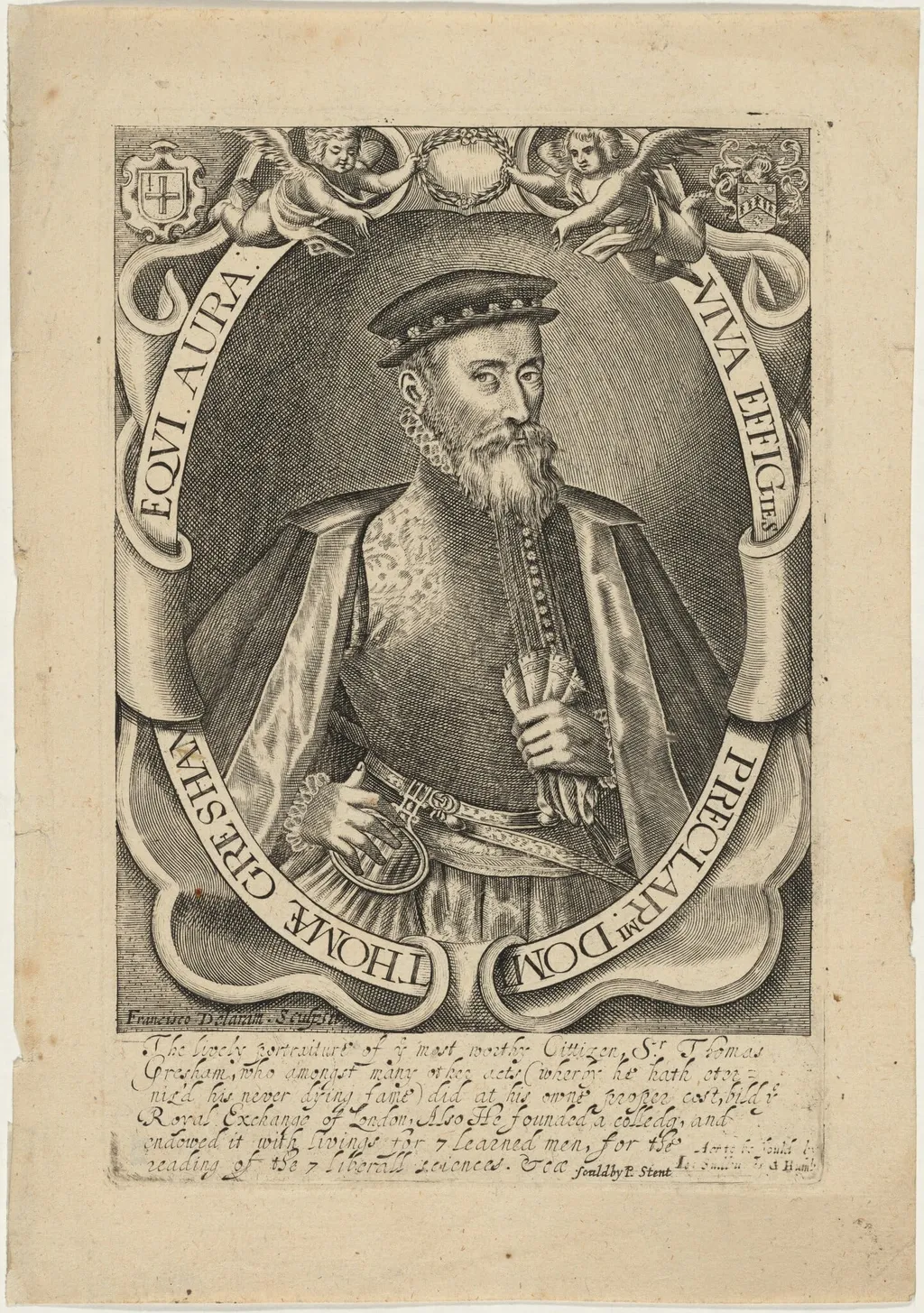 Thomae Gresham, Equi. Aura (Sir Thomas Gresham), by Francis Delaram, ink, 1608