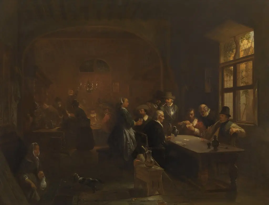 The Inn, by Willem Linnig the Elder, oil, 1862