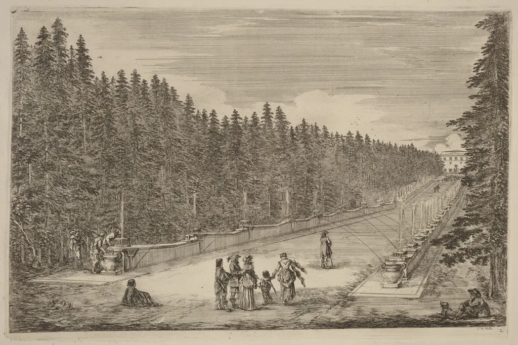 The Avenue of Fountains, by Stefano Della Bella, ink, 1653