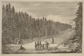 The Avenue of Fountains, by Stefano Della Bella, ink, 1653
