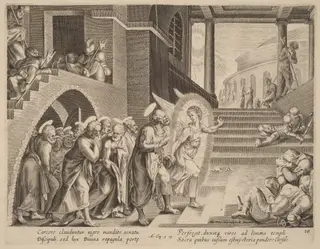The Apostles Delivered from Prison by an Angel, by Philip Galle, ink, 1574