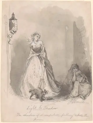 Light and Shadow: The Shadows of Dissipation Falling upon the Poor, by James Carter Beard, graphite, 1870