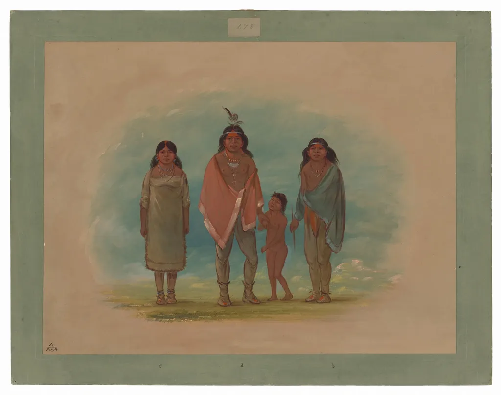 Patagon Chief, His Brother, and Daughter, by George Catlin, oil, 1862
