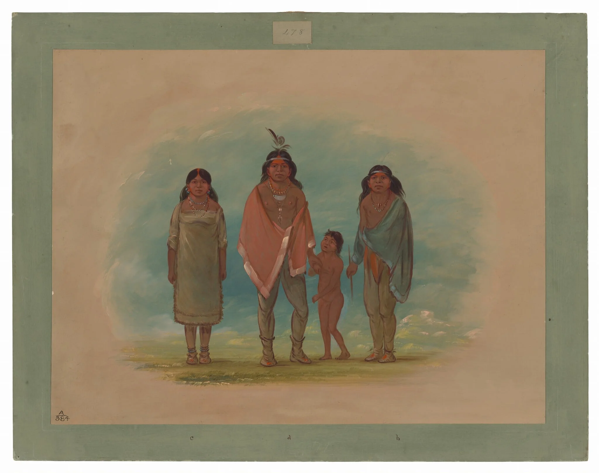 Patagon Chief, His Brother, and Daughter, detail