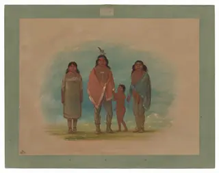 Patagon Chief, His Brother, and Daughter, by George Catlin, oil, 1862