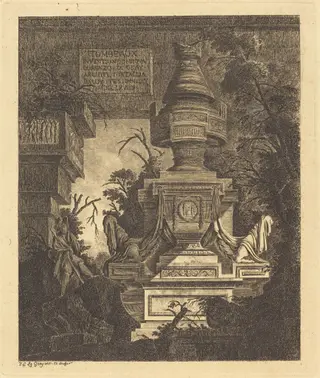 Frontispiece for "Views of Tombs", by Jean-Laurent Legeay, ink, 1768