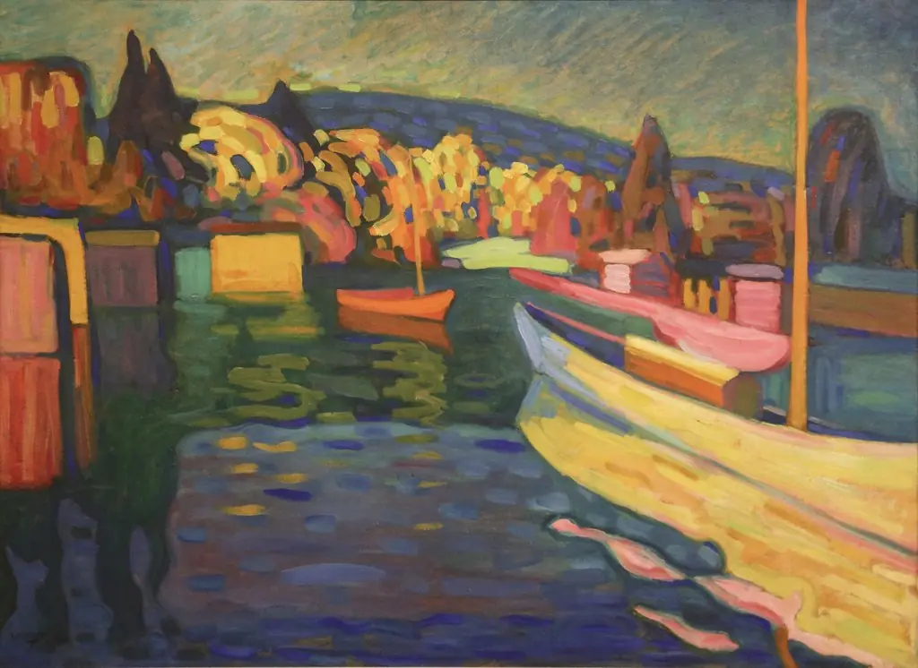 Autumn Landscape with Boats, by Wassily Kandinsky, oil, 1908