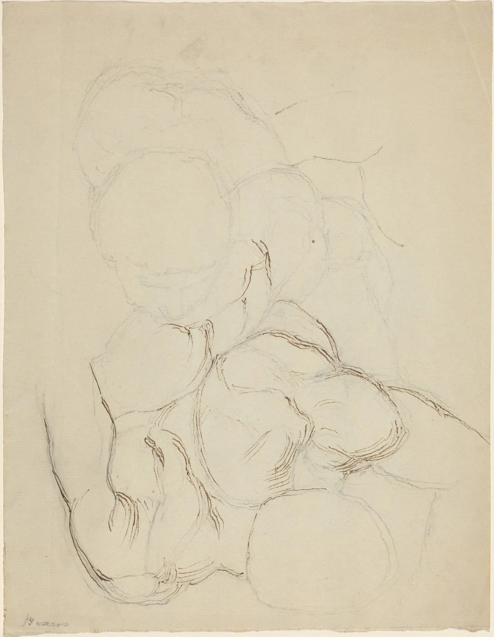 Two Male Nudes seen from Above, detail
