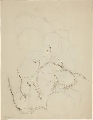 Two Male Nudes seen from Above, by John Flaxman, ink, 1790