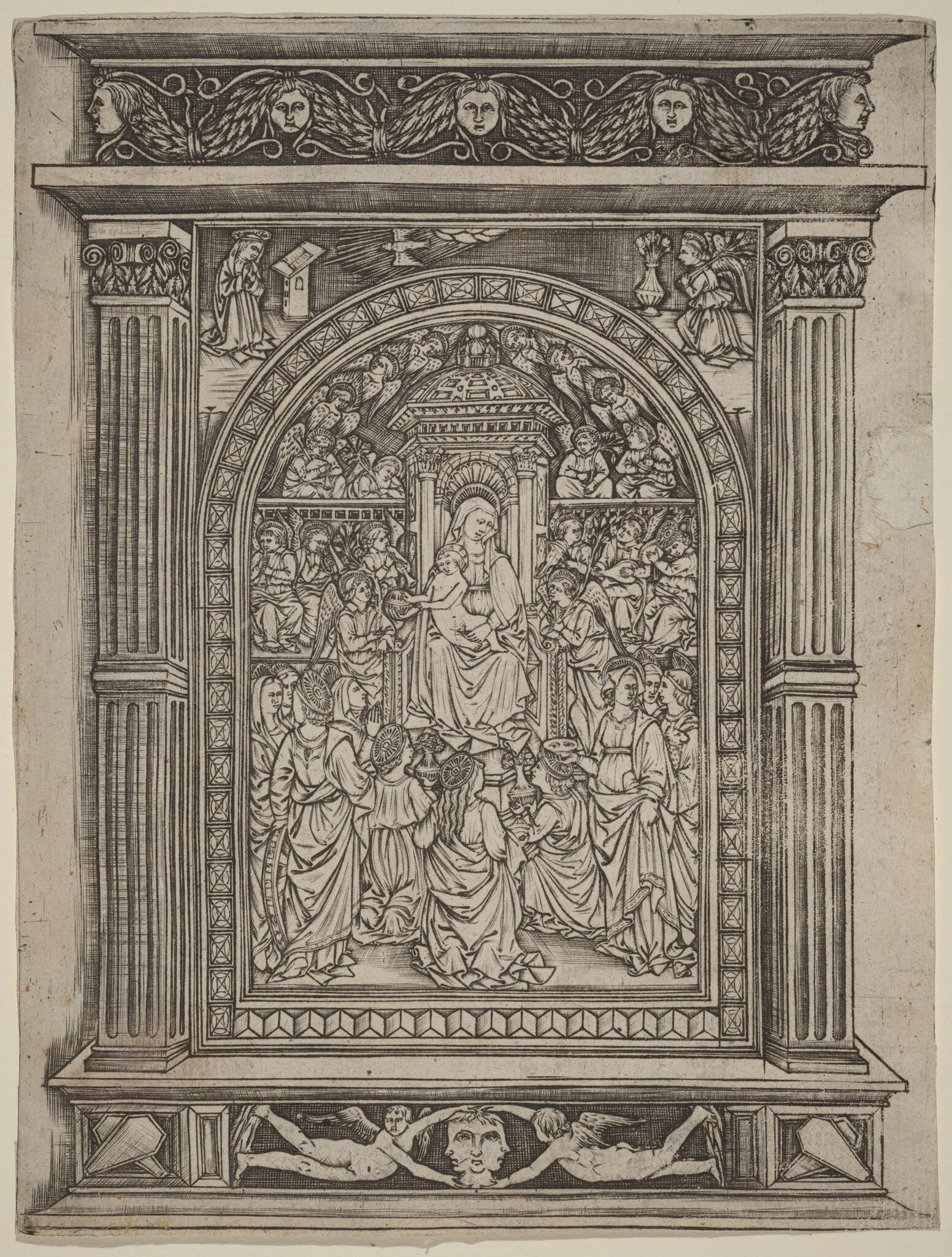 The Virgin and Child Enthroned, with Angels and Saints, detail