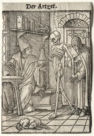 Dance of Death:  The Doctor, by Hans Holbein the Younger, 1526