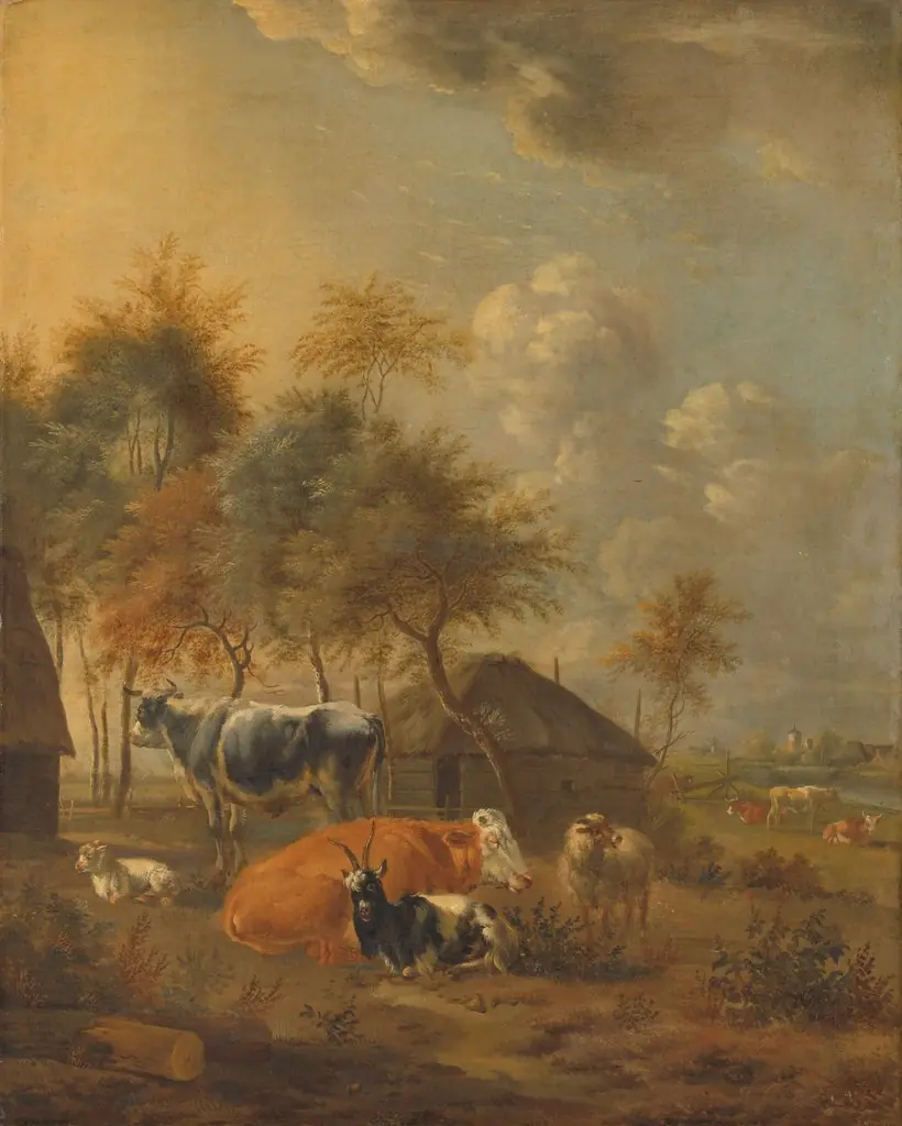 Landscape with Animals, by Monogrammist IL, oil, 1800