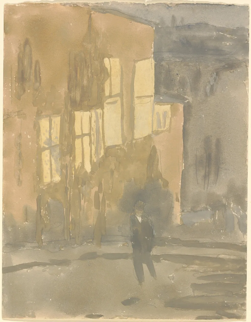 Street at Night, Meudon, by Gwen John, gouache, 1914