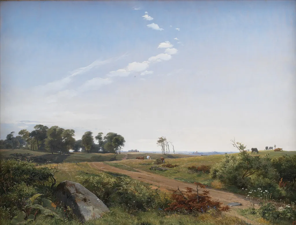 Zealand Landscape. Open Country in North Zealand, by Johan Lundbye, oil, 1842