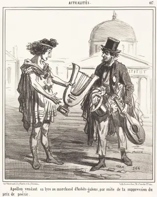 Apollon vendant sa lyre, by Amédée Charles Henri Cham, ink, 1849