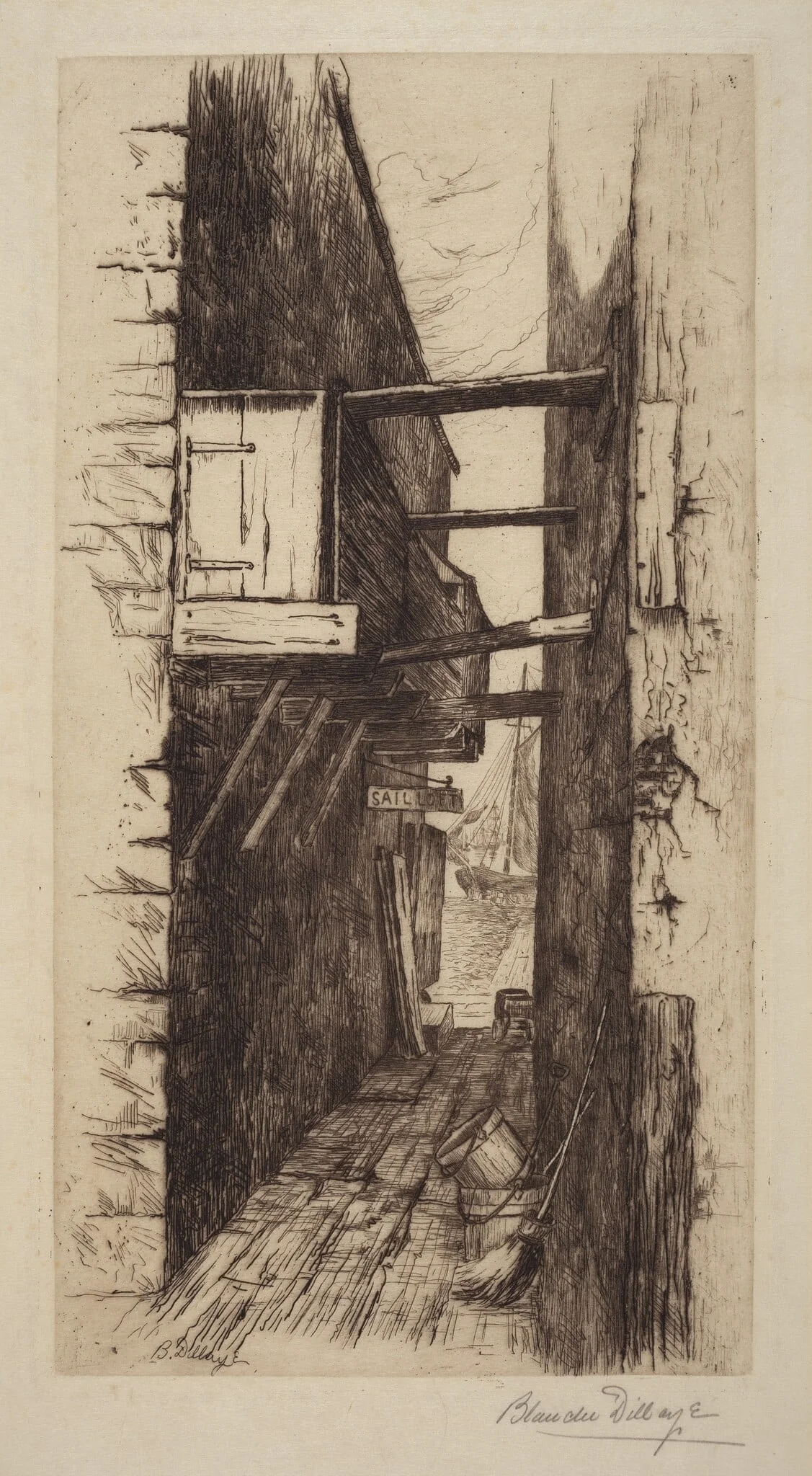 Untitled (Alleyway with View of a Harbor), detail