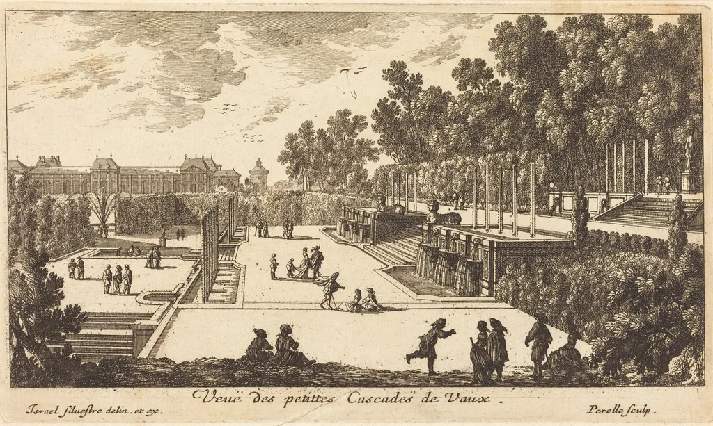 Veue des petittes Cascades de Vaux, by Israël Silvestre, ink, 1656