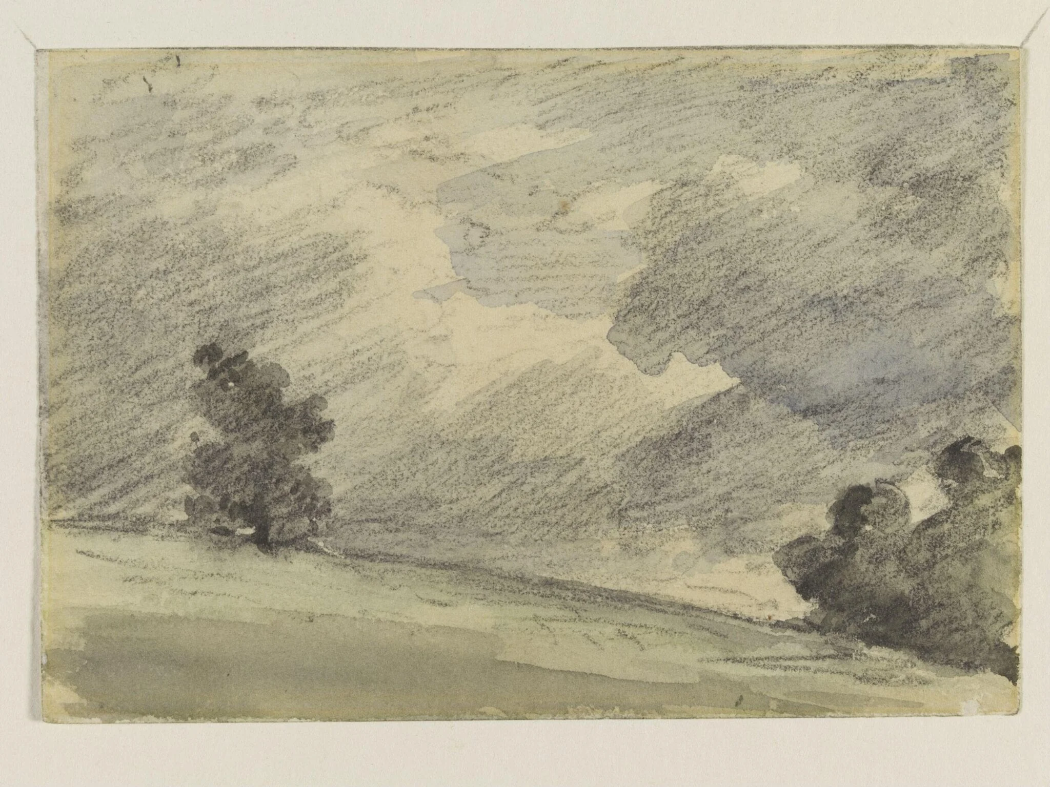 Landscape with trees and clouds, detail
