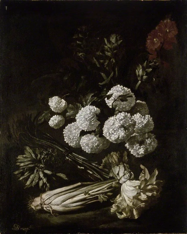 Still Life of Flowers and Vegetables, detail
