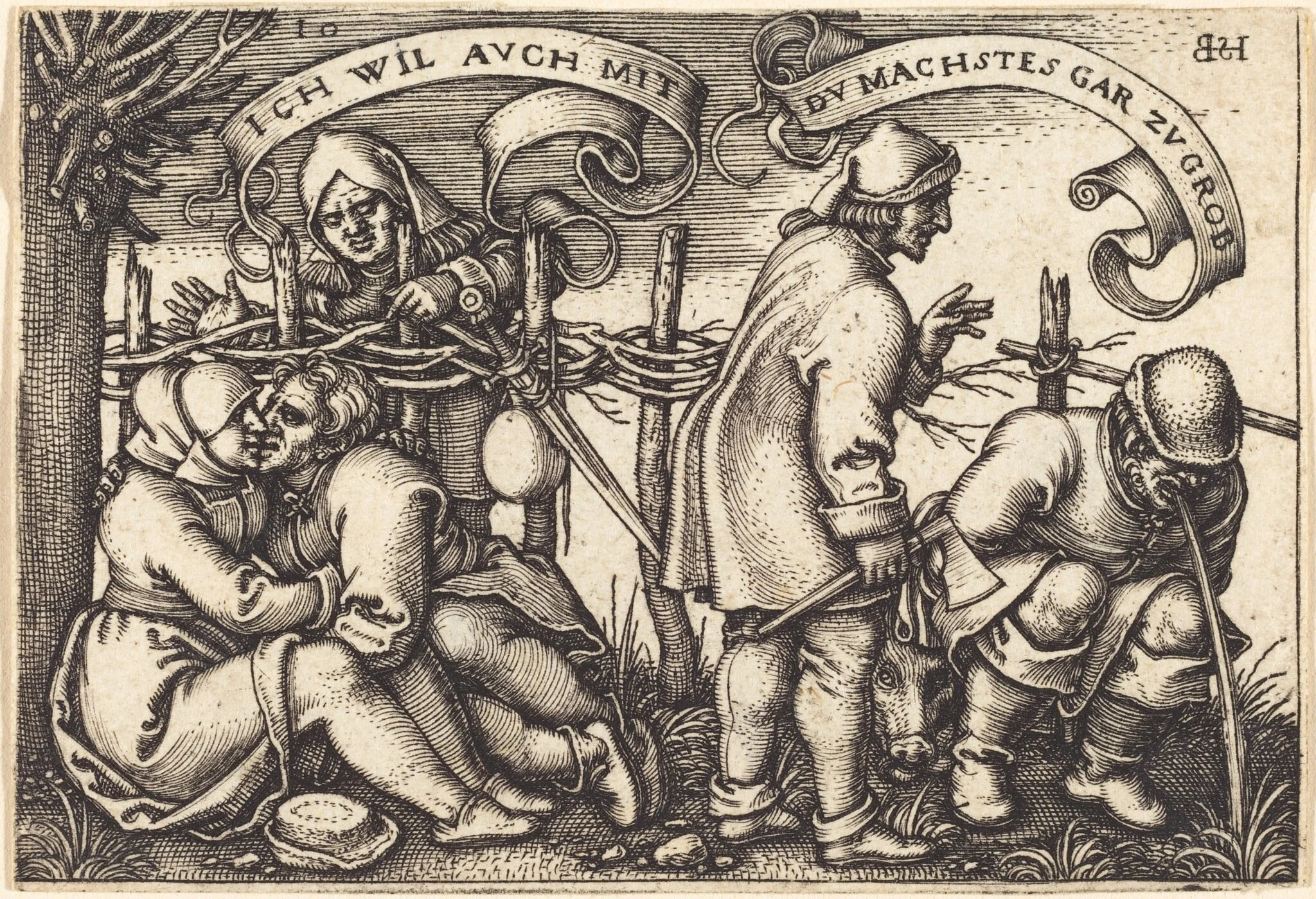 Peasants Behind the Fence, detail