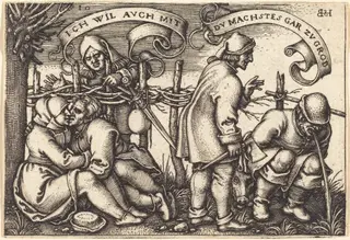 Peasants Behind the Fence, by Sebald Beham, ink, 1546