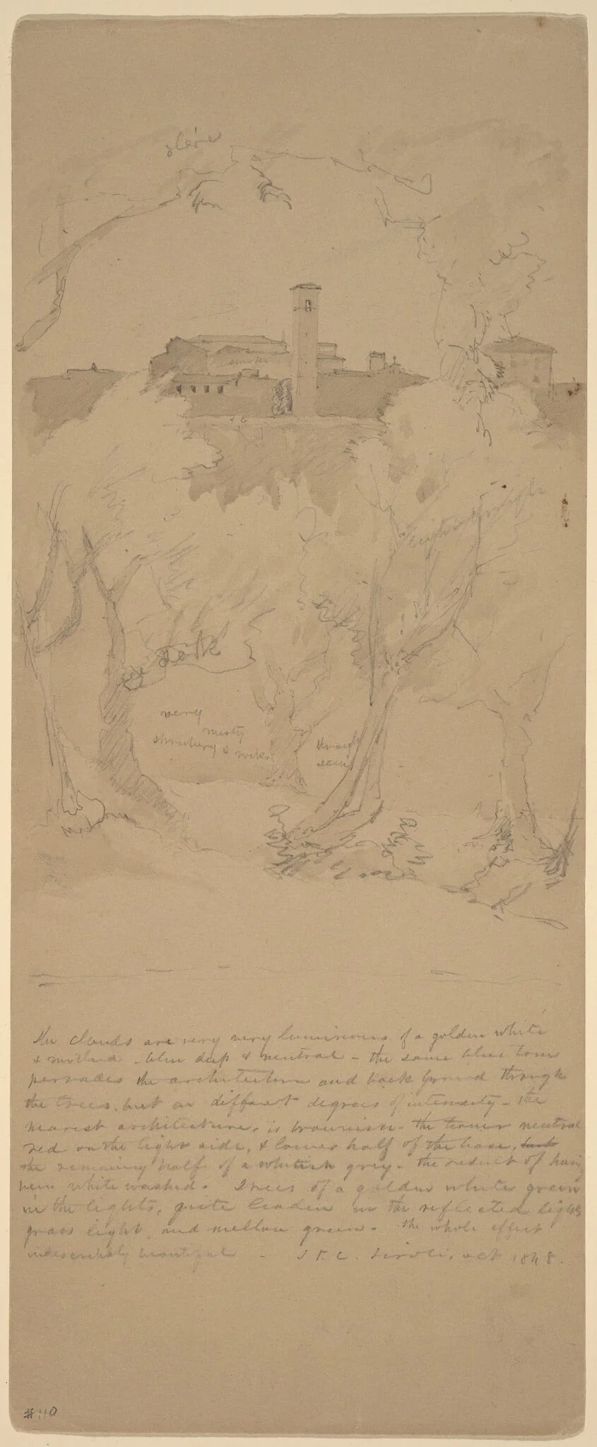 View through the Trees at Tivoli [recto], detail