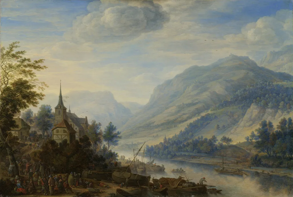 View of the Rhine river near Reineck, by Herman Saftleven, oil, 1654