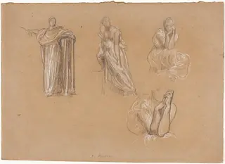 Figure Studies, by Frederic, Lord Leighton, chalk, 1863
